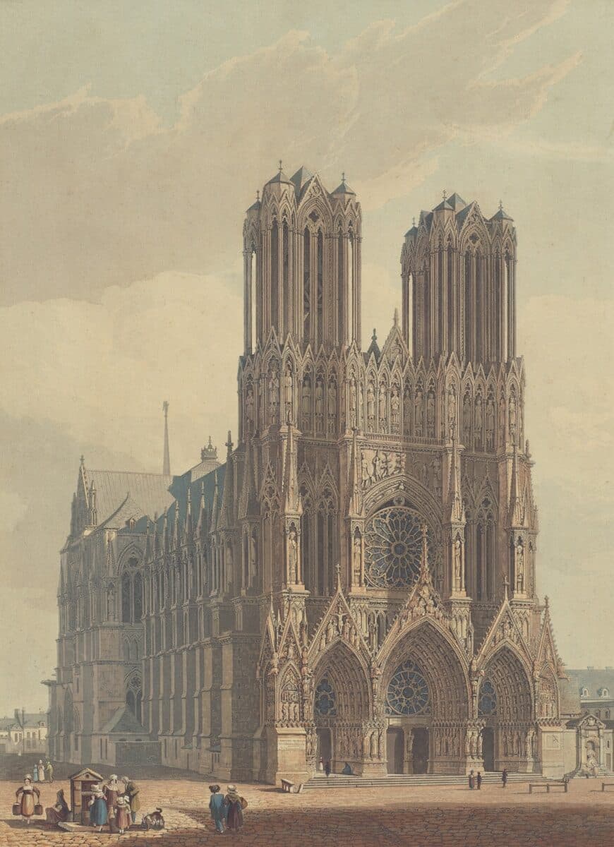 A grand gothic cathedral with intricate spires and facade.